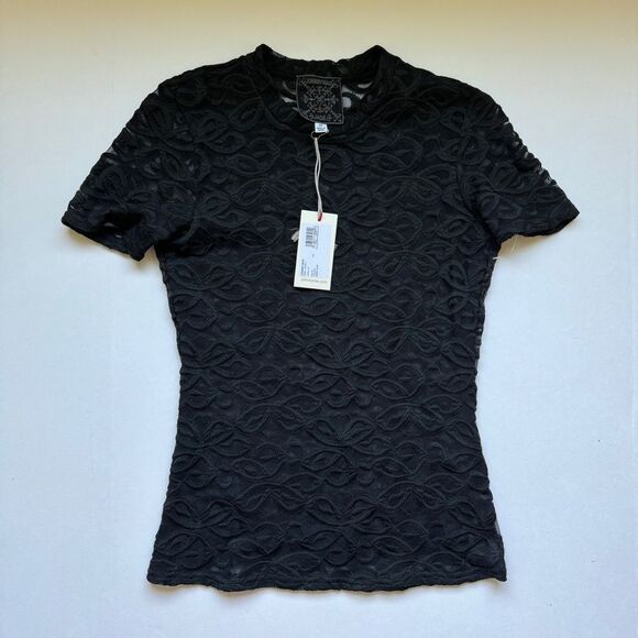 JOHNNY WAS Astrid Top Black Mesh Size X-Small NWT Style:L16023-2 - Picture 2 of 6